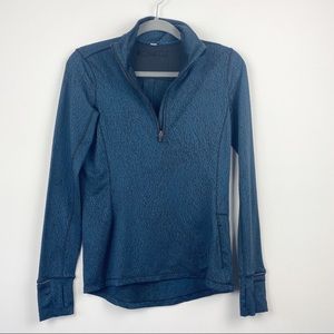 LULULEMON Blue Teal Black Heathered Long Sleeve Quarter Half Zip Pullover Small